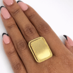 Yellow gold brush Square ring