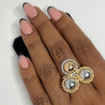 Three tone diamond cut ring