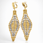 Two tone diamond cut drop earrings