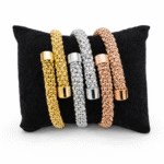 Trio ; White, yellow and rose gold bangle set