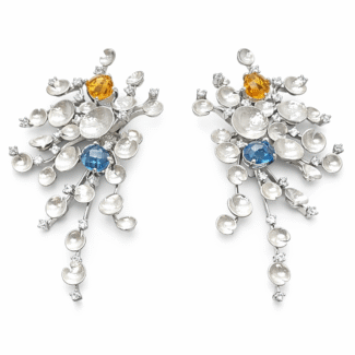 White gold spiral bubble earring