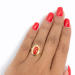 Yellow gold and coral ring