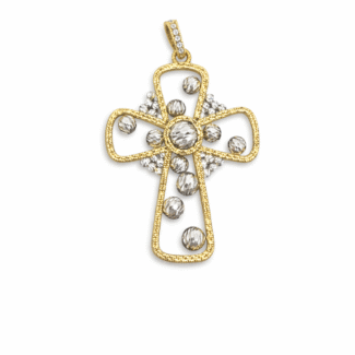 Yellow & White gold diamond cut pendant