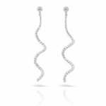 White gold diamond cut spiral earring