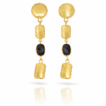 Yellow brush gold with onyx earring