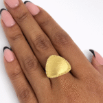 Yellow brush gold triangle ring
