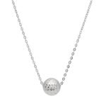 White gold single ball diamond cut necklace