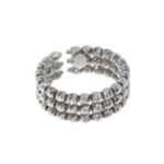 White gold 3 line diamond cut ring